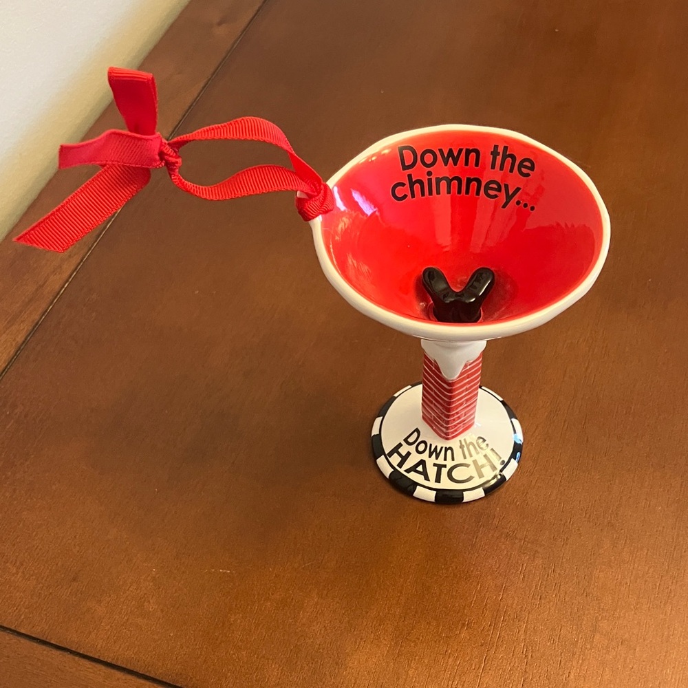 Santa down the chimney ornament